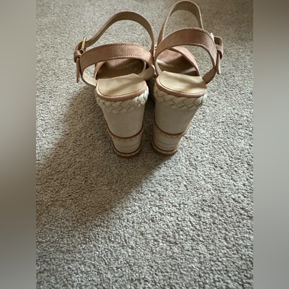 Stuart Weitzman Peach Suede Wedge Espadrilles with Strapes size 6.5M - Picture 4 of 6